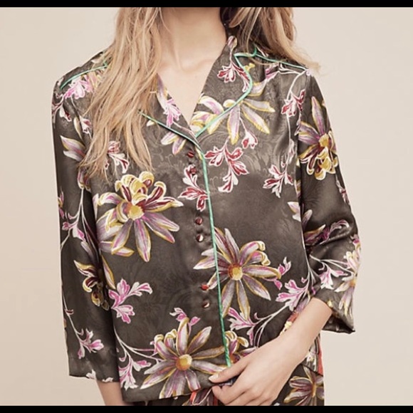 Anthropologie Eloise petal and stripe Sleep Shirt - Picture 2 of 4